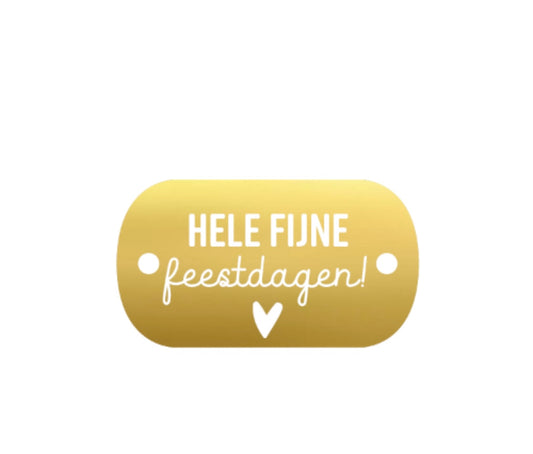 Cadeaulabel Hele fijne Feestdagen - Ovaal - Goud