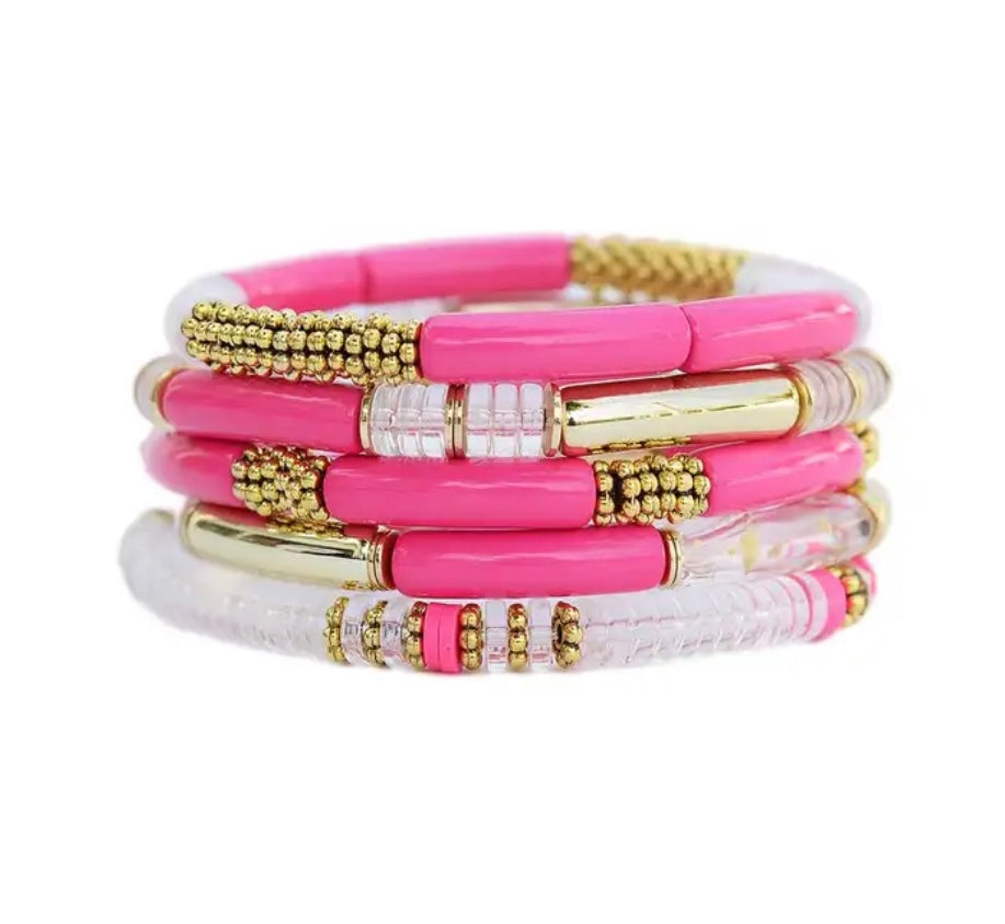 Armbanden Set 5 Stuks - Neon Roze