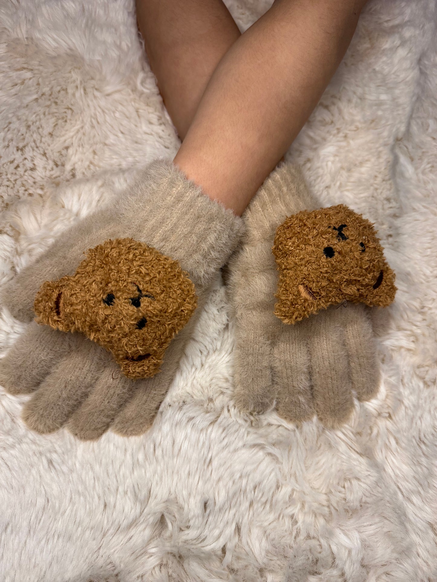 Handschoenen met Teddybeertje - Bruin