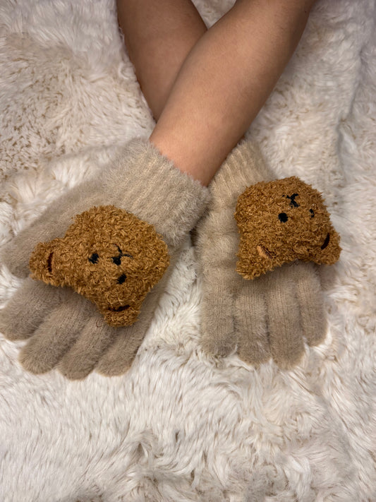 Handschoenen met Teddybeertje - Bruin