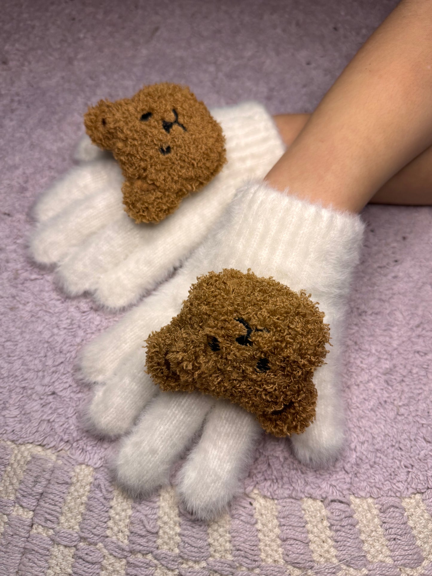 Handschoenen met Teddybeertje - Wit