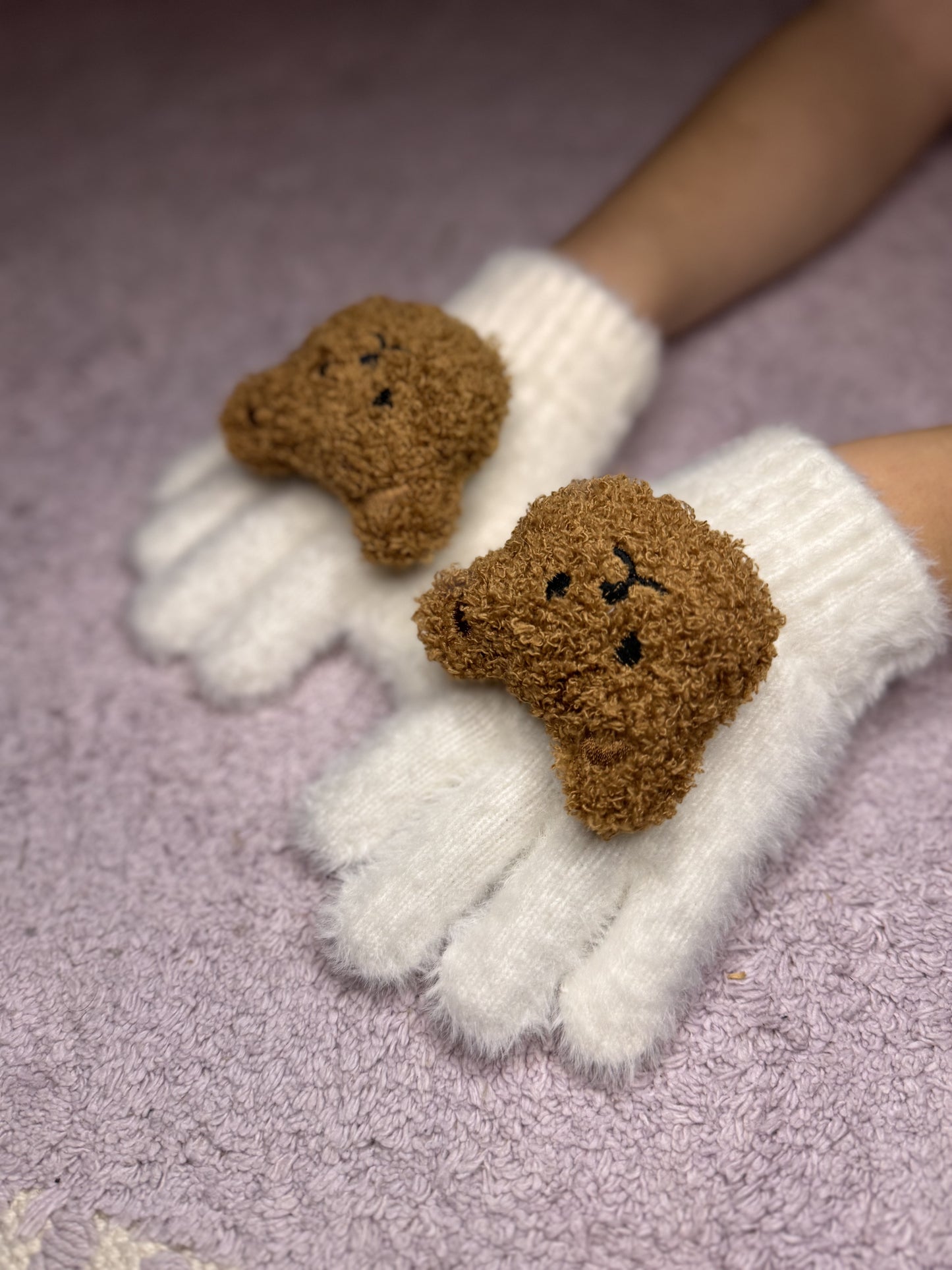 Handschoenen met Teddybeertje - Wit