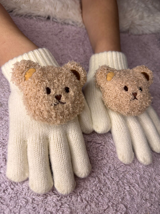 Handschoenen met Teddybeertje - Wit - Katoen