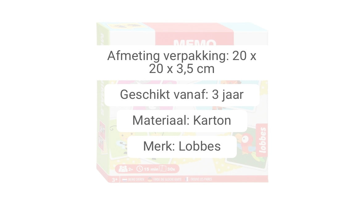 Lobbes Memo Dieren Jumbo, 30dlg.