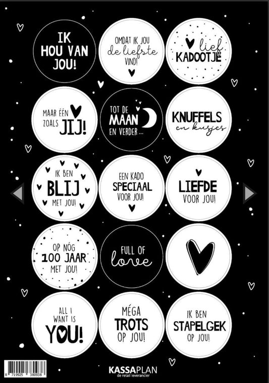 A5 stickervel (15 stickers) Liefde