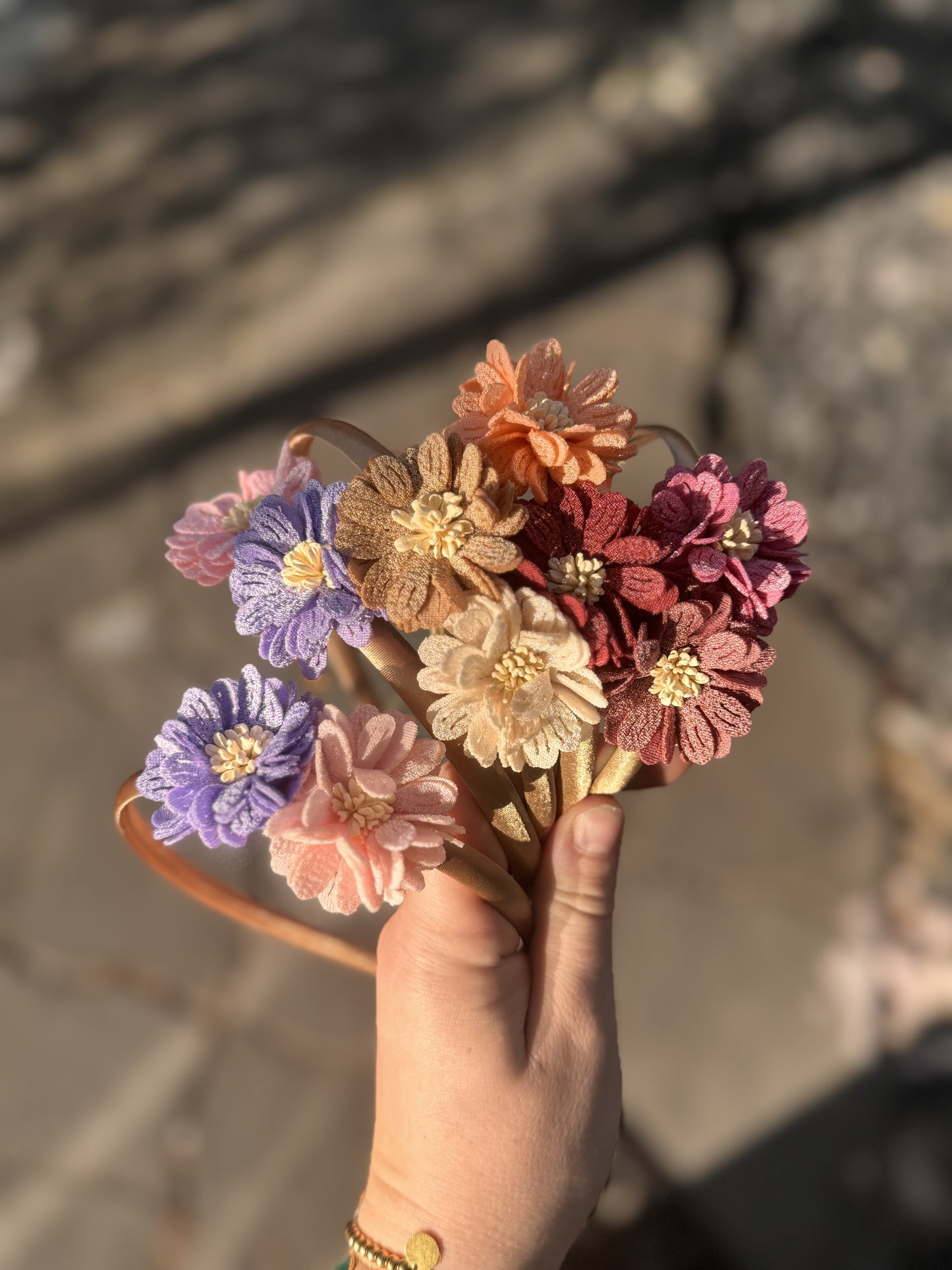 Diadeem flowers - Peach / Red