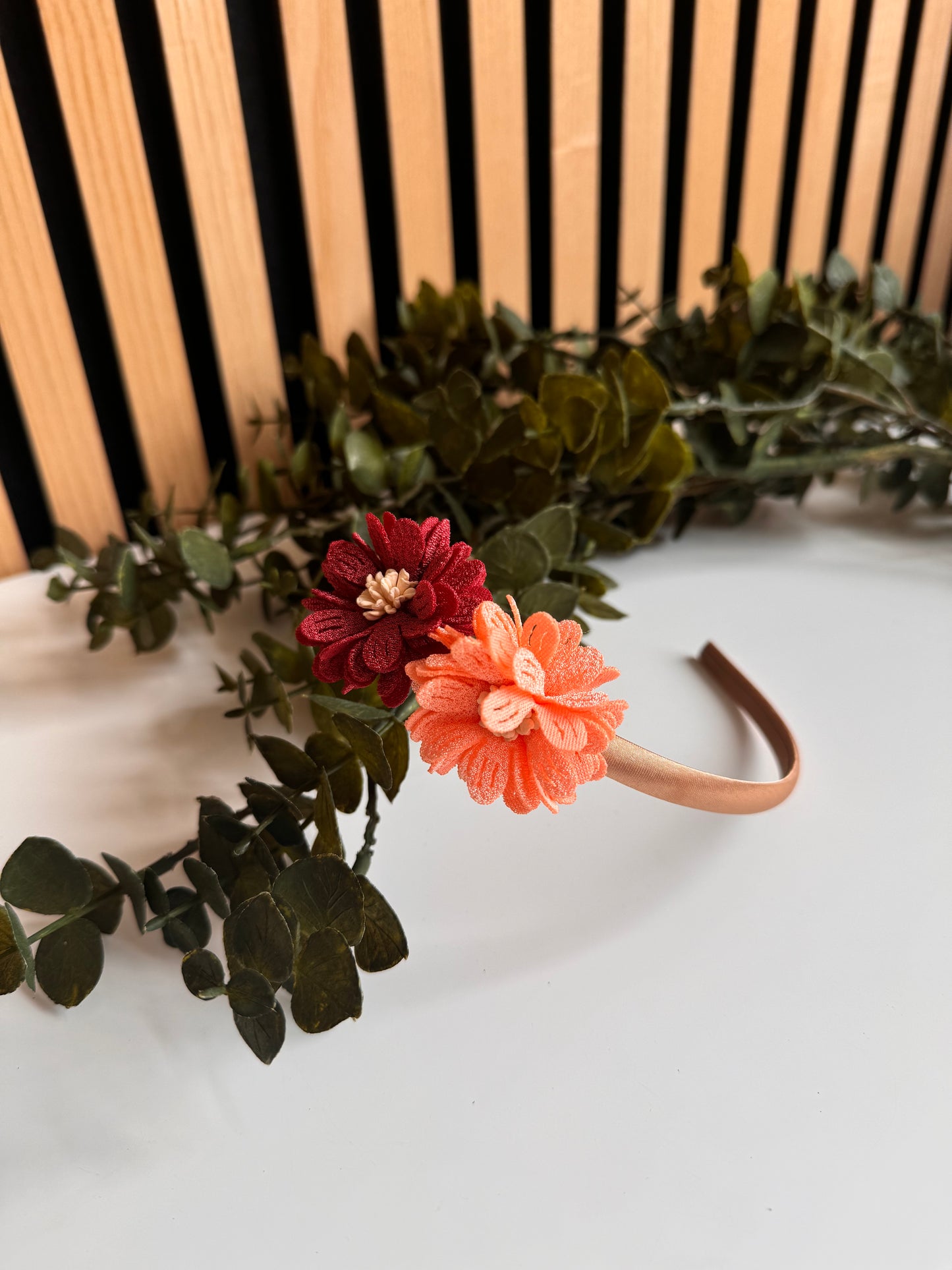 Diadeem flowers - Peach / Red