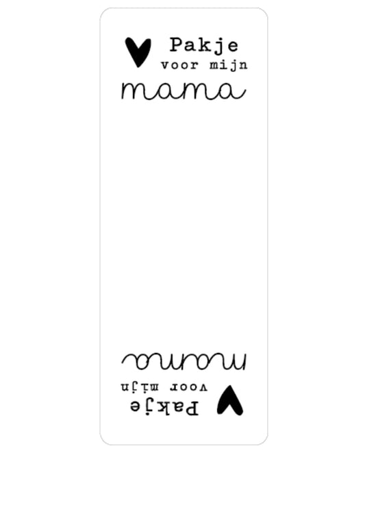 Sluitsticker rechthoek - Pakje voor mijn mama wit-zwart 5 stuks