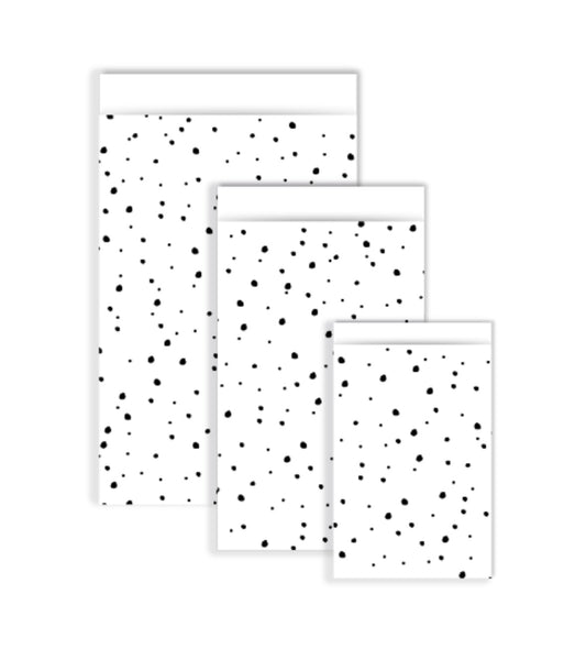 Cadeauzakjes 7x13cm Sweet Confetti Wit/Zwart - 5 stuks