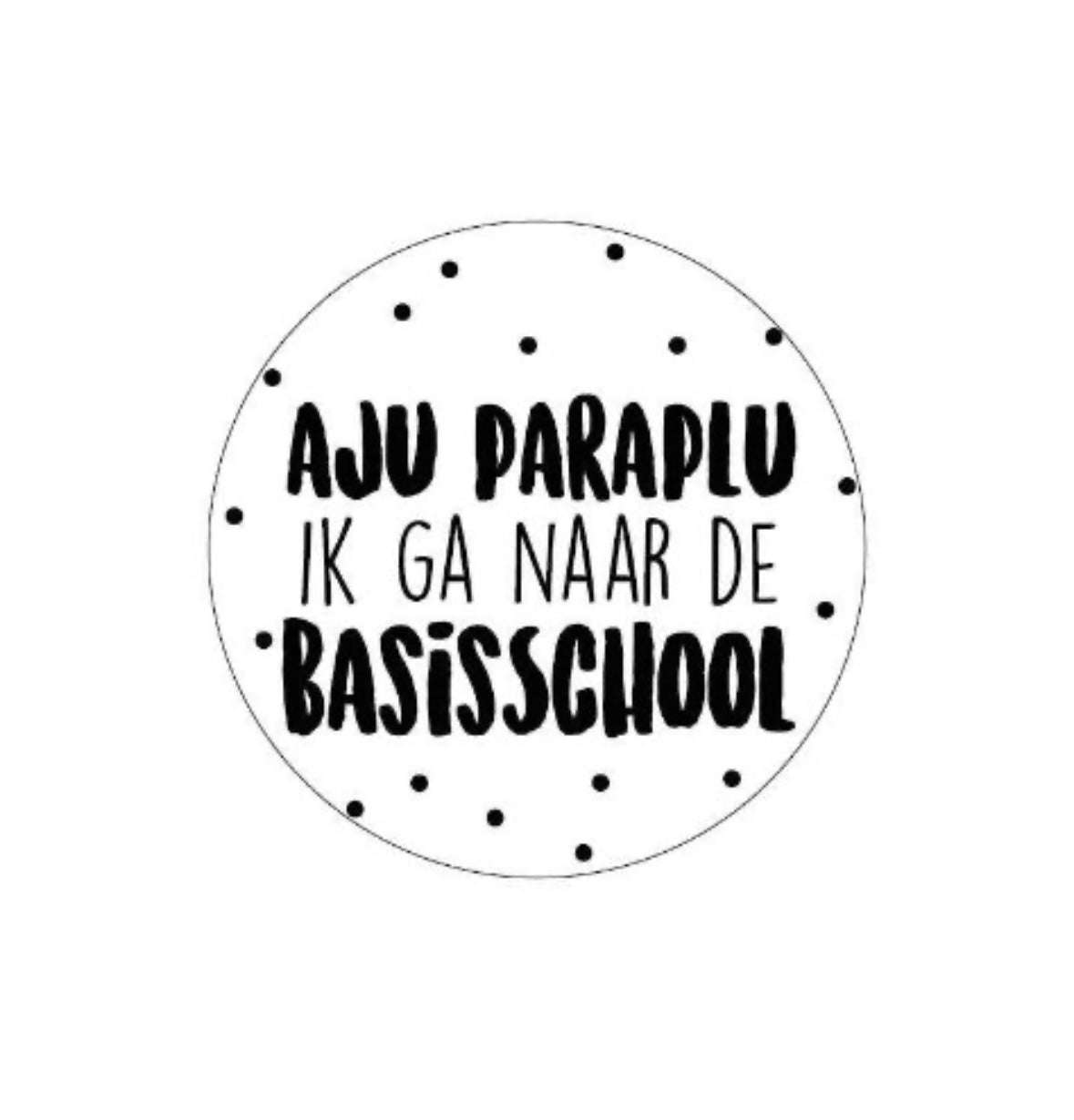 Wensetiket rond 40mm - Aju paraplu ik ga naar de basisschool - 5 stuks