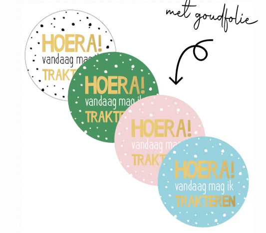 Stickers – Hoera! Vandaag mag ik trakteren - 5 stuks