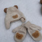 Setje Muts + Handschoenen Teddybear Beige