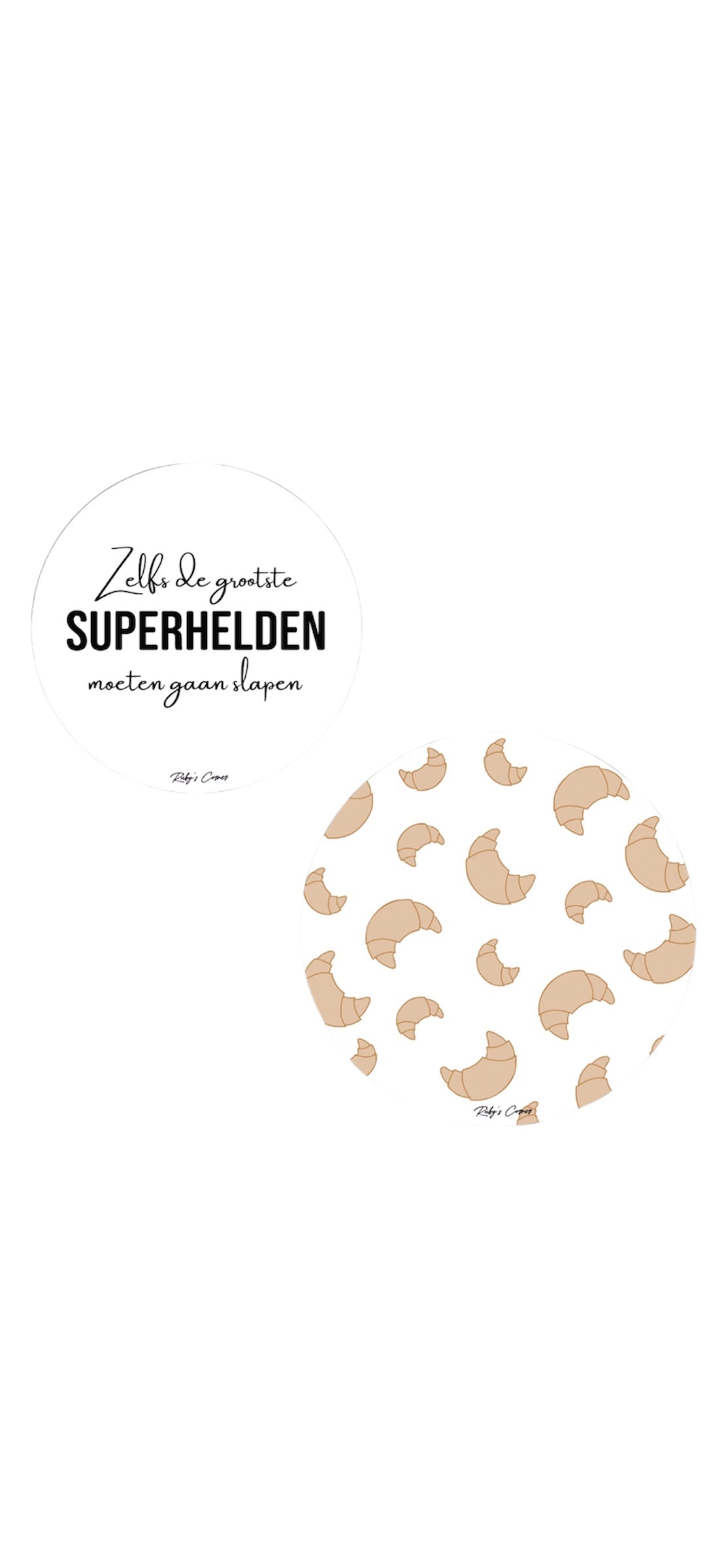 Dibond Muurcirkels - Superhelden - Croissant - Set van 2 stuks - Wit