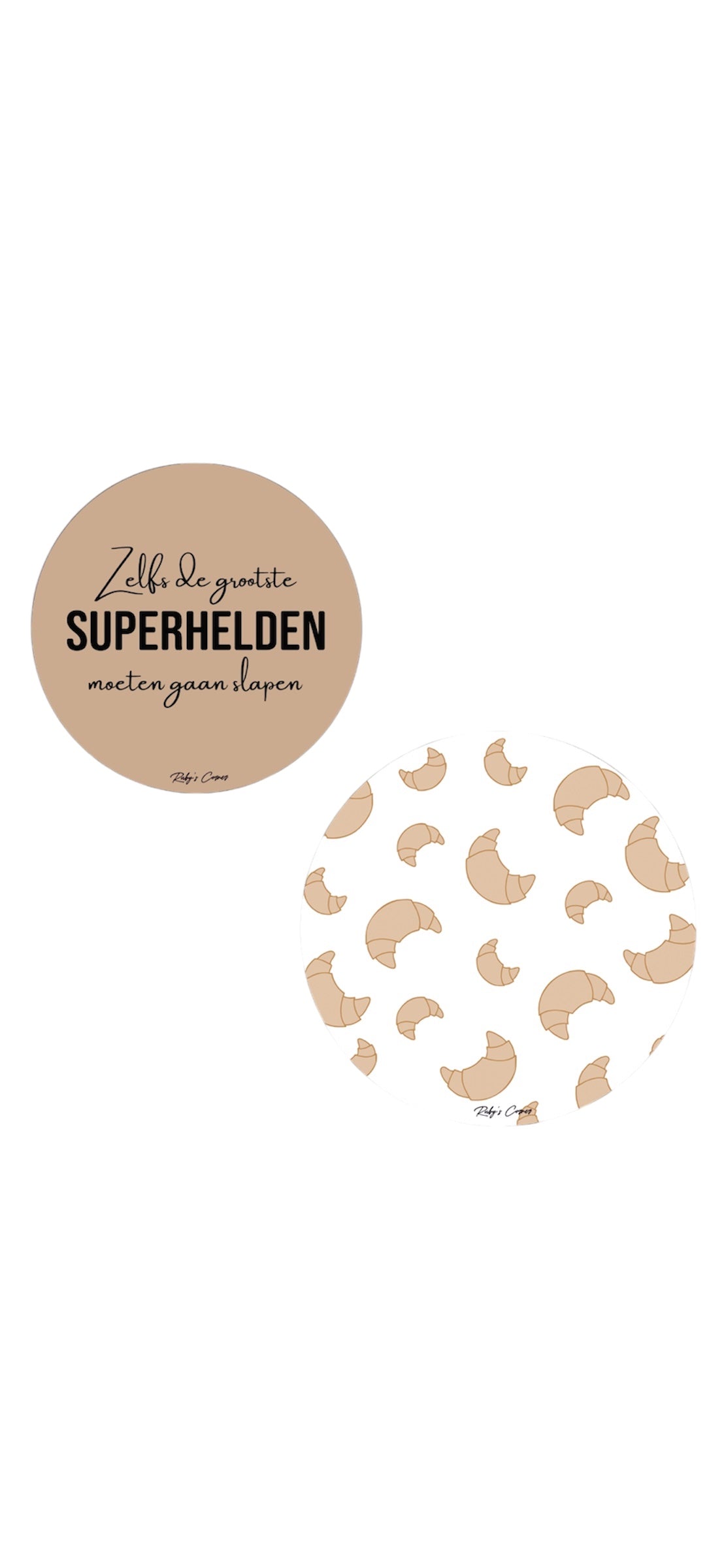 Dibond Muurcirkels - Superhelden - Croissant - Set van 2 stuks - Bruin