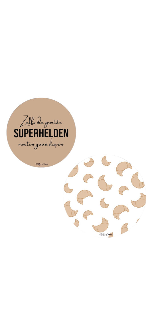 Dibond Muurcirkels - Superhelden - Croissant - Set van 2 stuks - Bruin