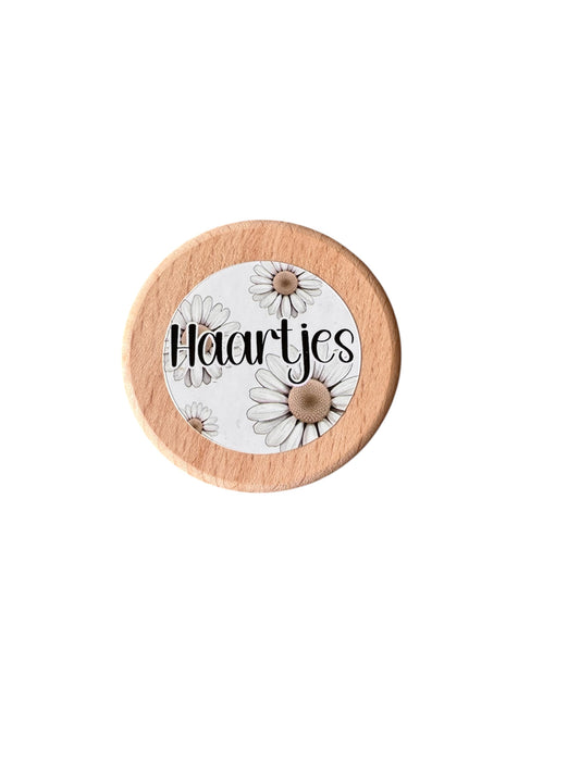 Houten bewaardoosje – Haartjes (Bloem)