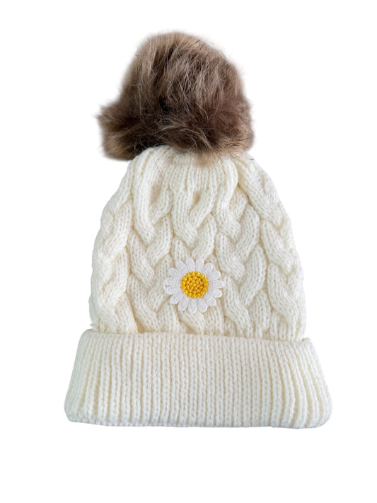 Kinder Muts - Bloem - Wit