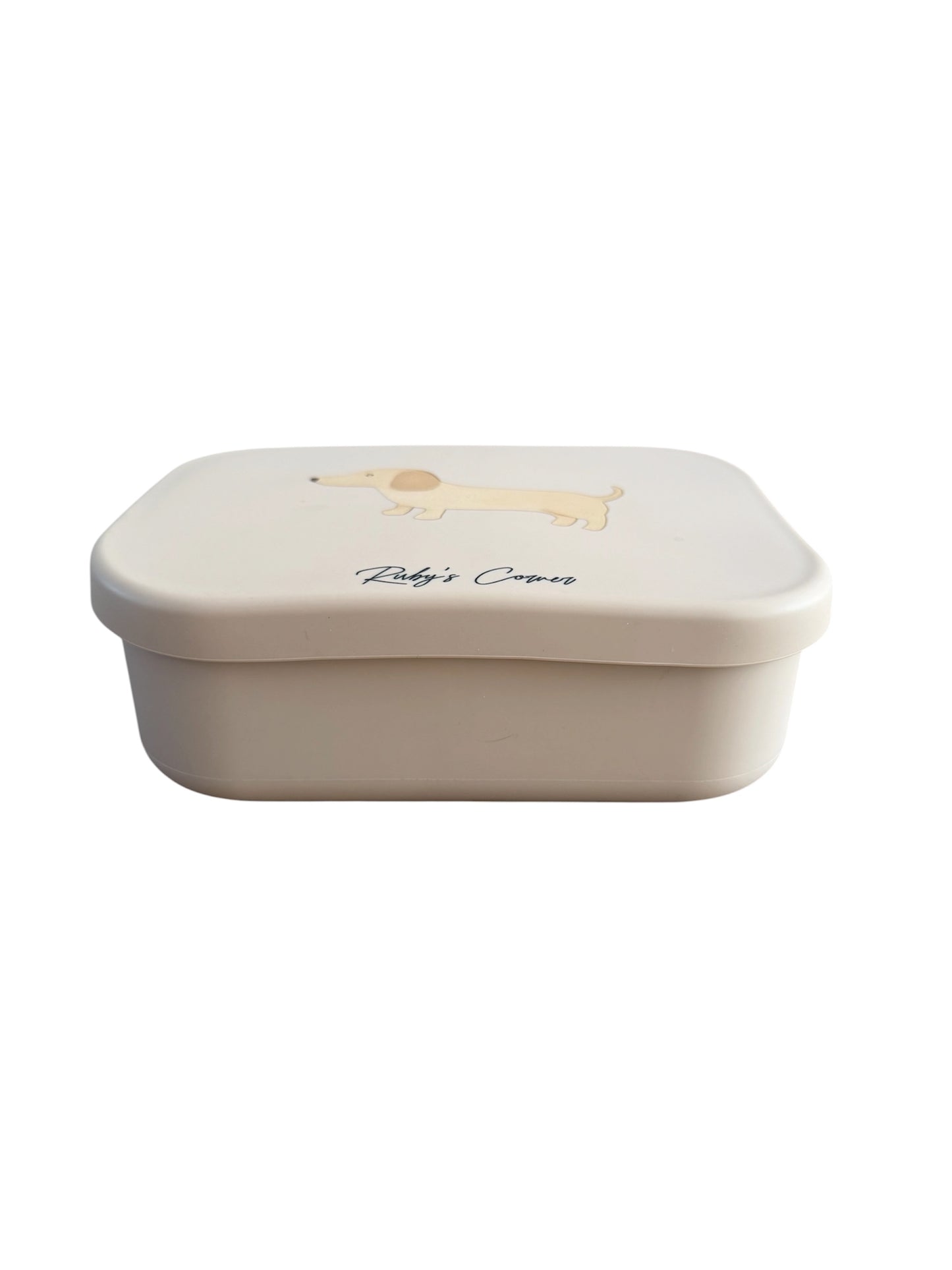 Siliconen broodtrommel – Teckel - Beige