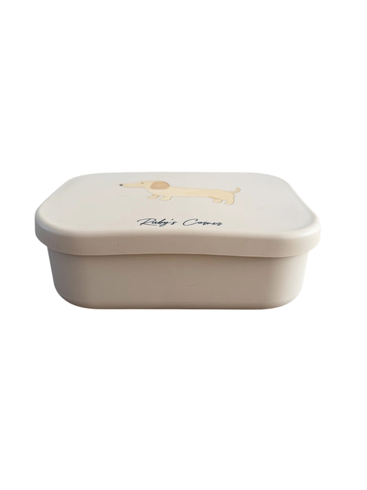 Siliconen broodtrommel – Teckel - Beige