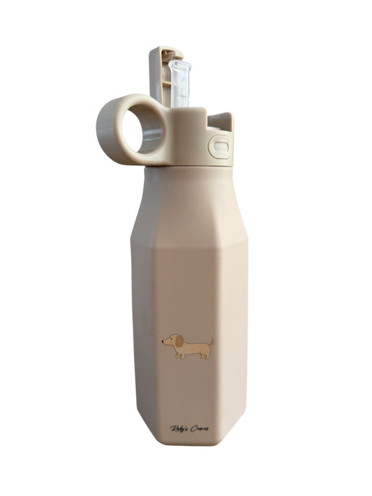 Siliconen drinkfles – Teckel - Beige