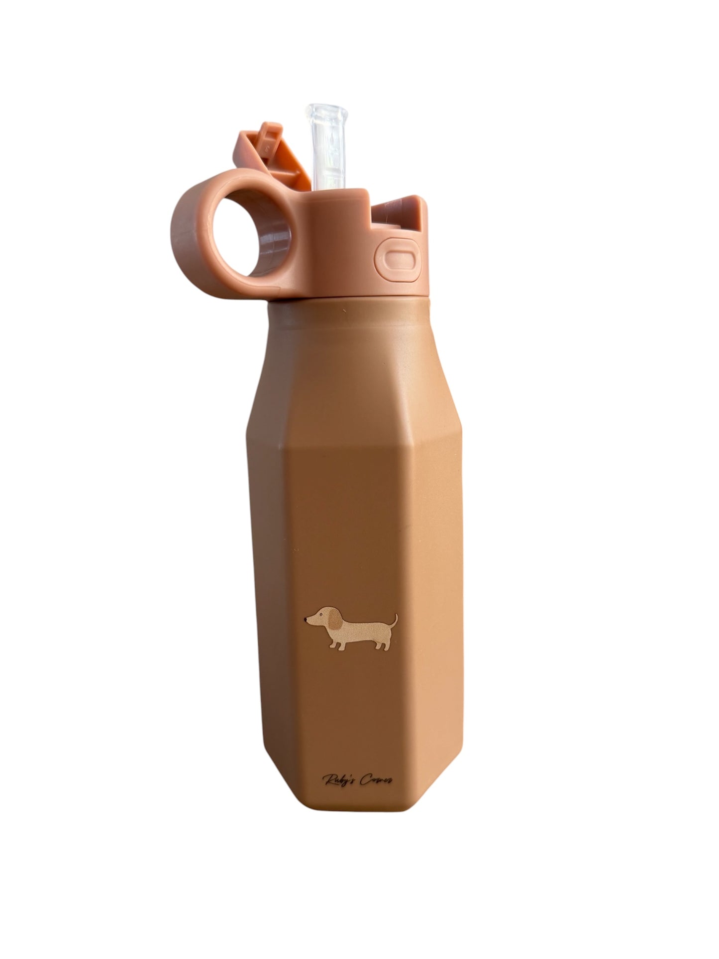 Siliconen drinkfles – Teckel - Bruin