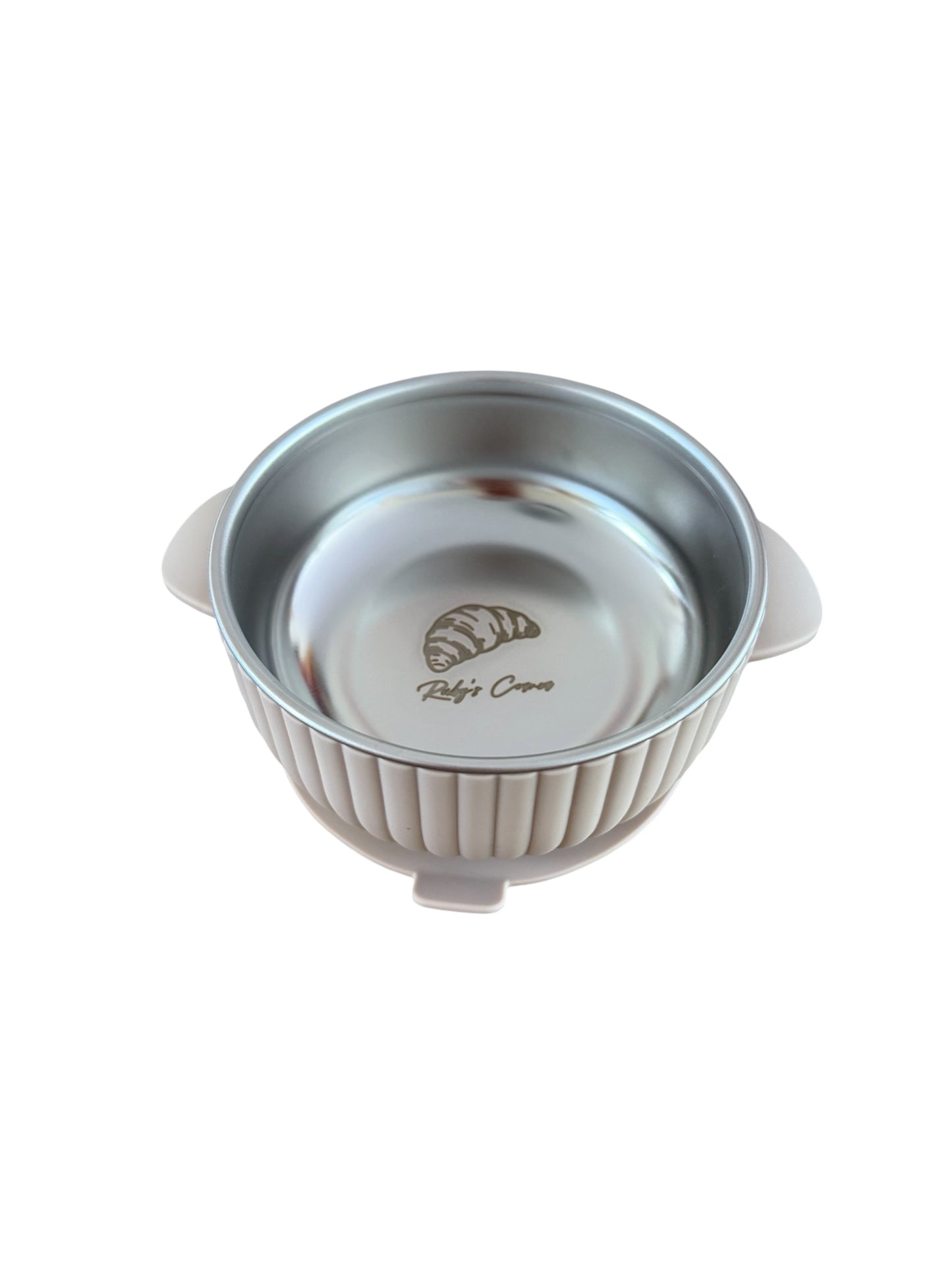 Siliconen schaaltje met RVS inzet – Beige