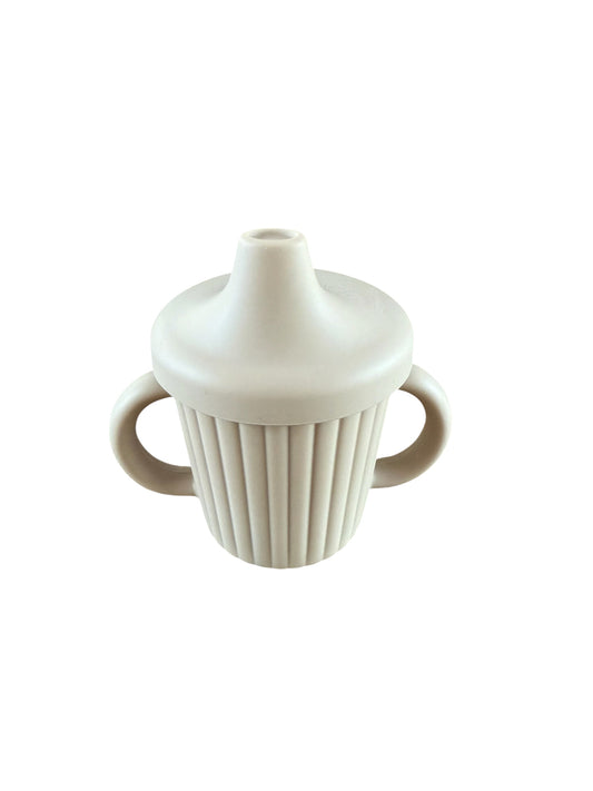 Siliconen beker met RVS inzet en tuitdeksel – Beige