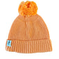 Gebreide babymuts met pompon – Oranje