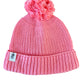 Gebreide babymuts met pompon – Koraal