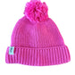 Gebreide babymuts met pompon – Roze