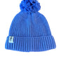 Gebreide babymuts met pompon – Blauw