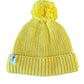 Gebreide babymuts met pompon – Geel