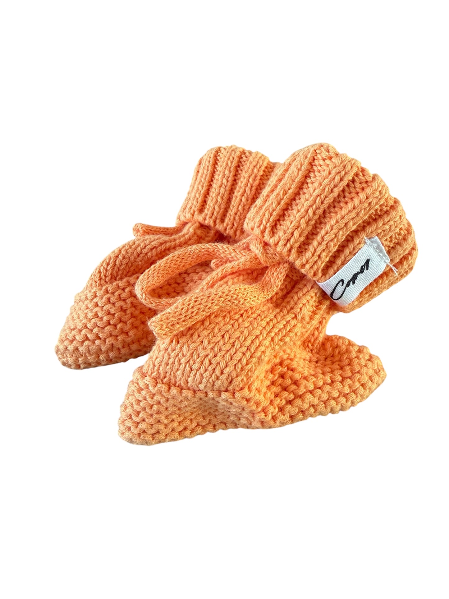 Gebreide babyslofjes – Oranje