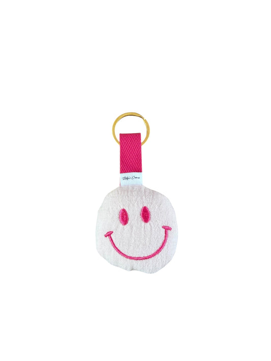 Sleutelhanger Smiley - Mousseline - Licht Roze