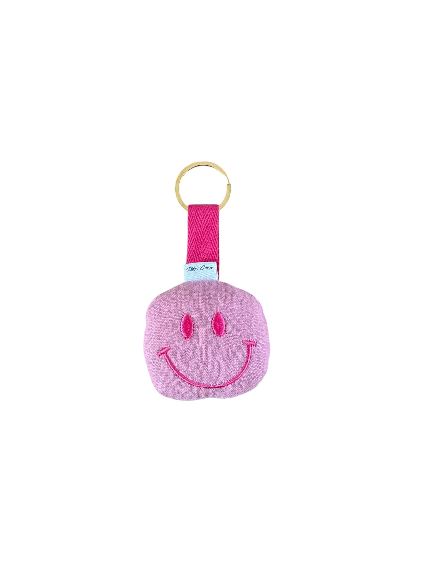 Sleutelhanger Smiley - Mousseline - Roze