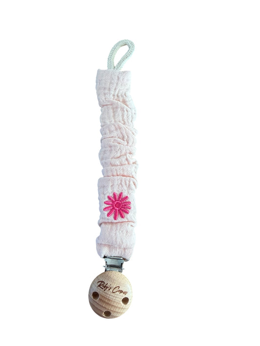 Speenkoord Mousseline - Bloem - Licht Roze