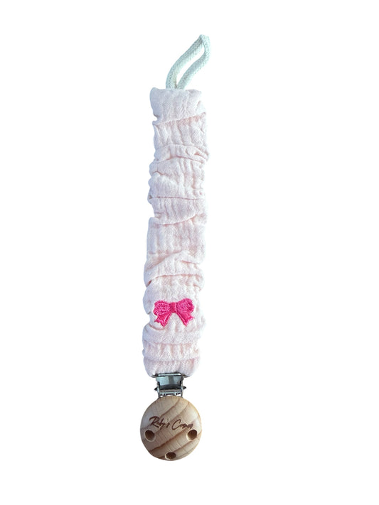Speenkoord Mousseline - Strik - Licht Roze