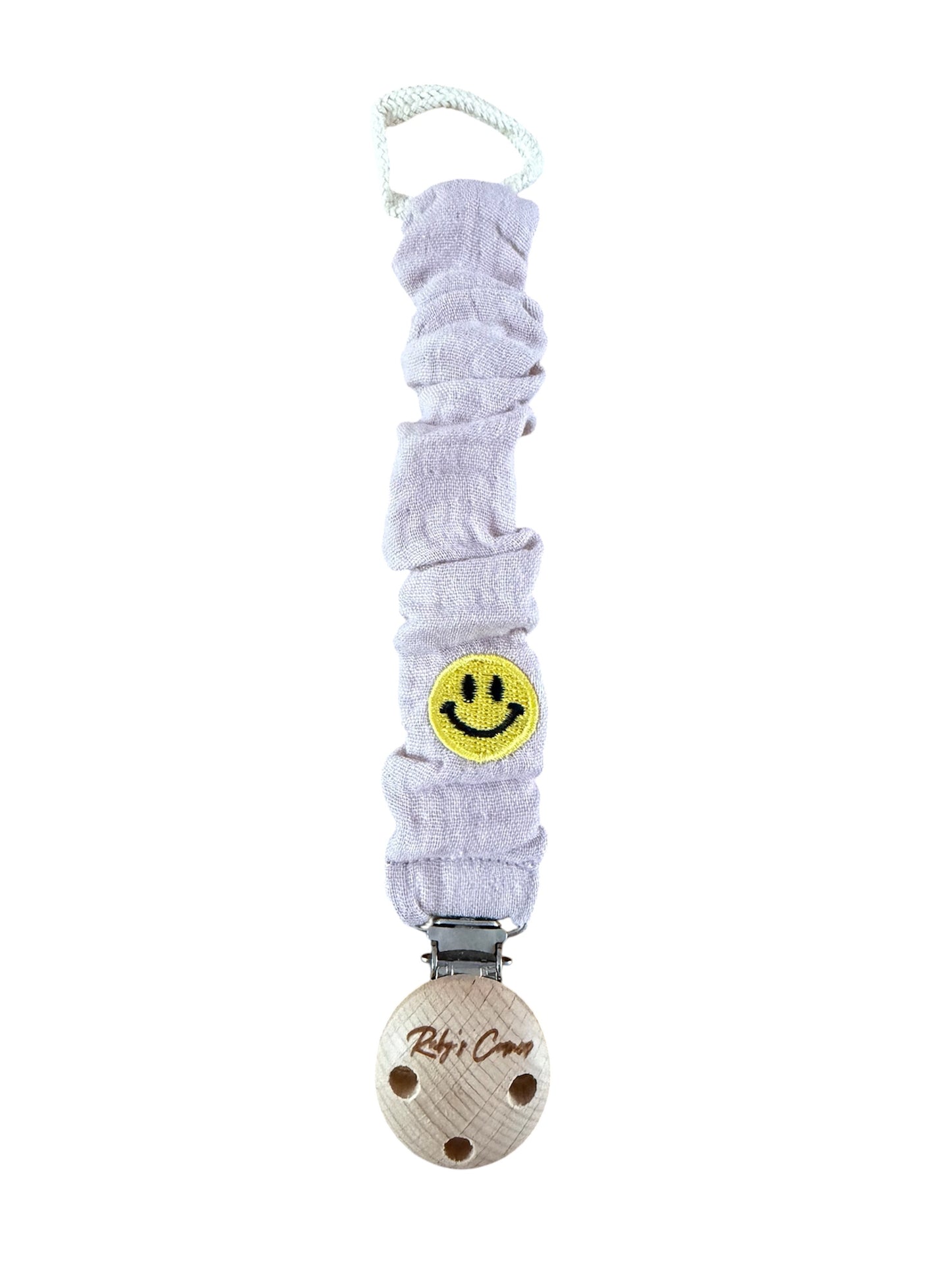 Speenkoord Mousseline - Smiley - Lilla
