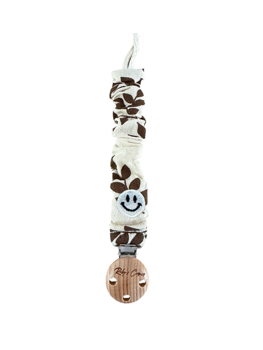 Speenkoord Mousseline - Smiley - Blaadjes