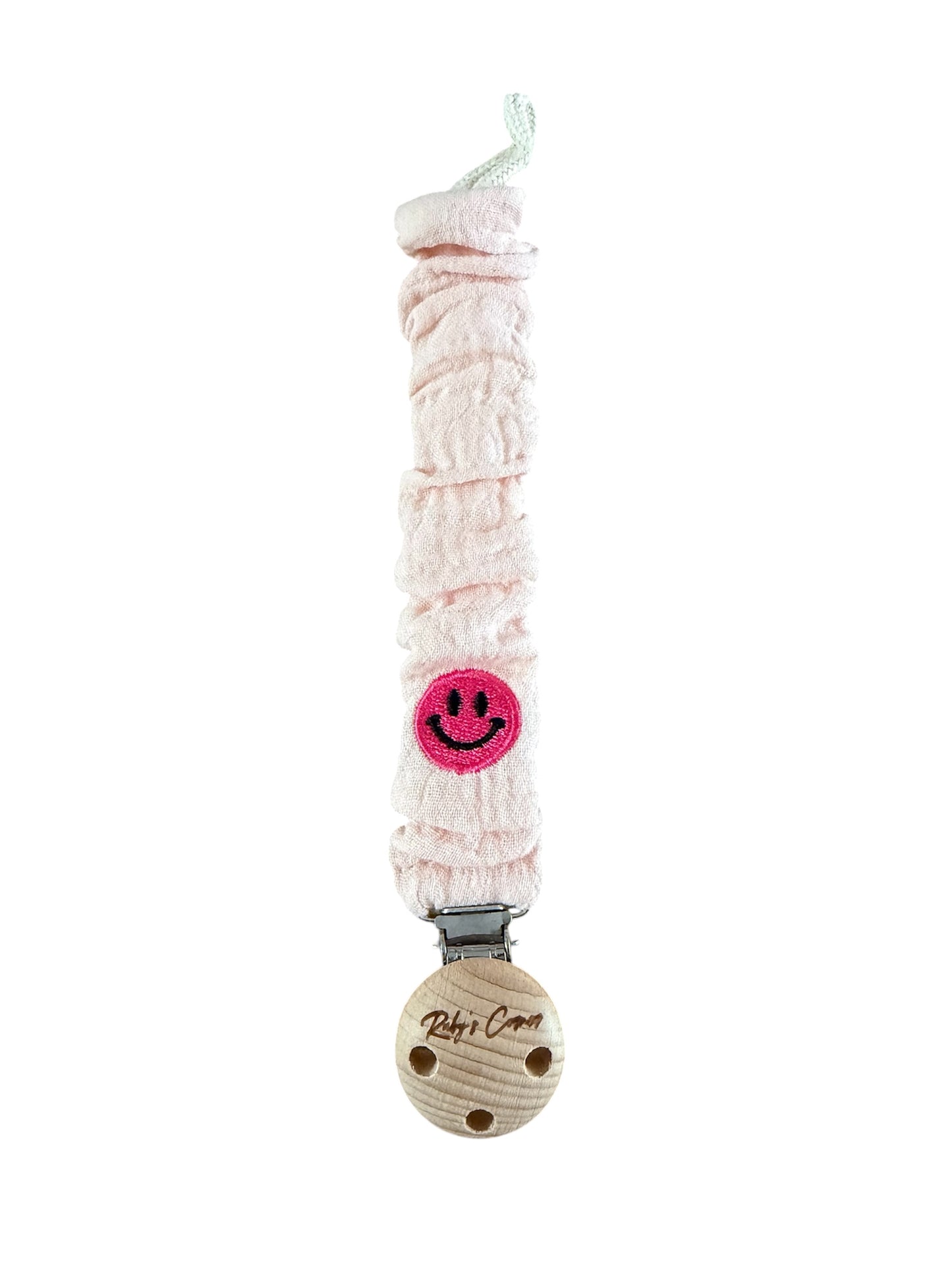 Speenkoord Mousseline - Smiley - Licht Roze