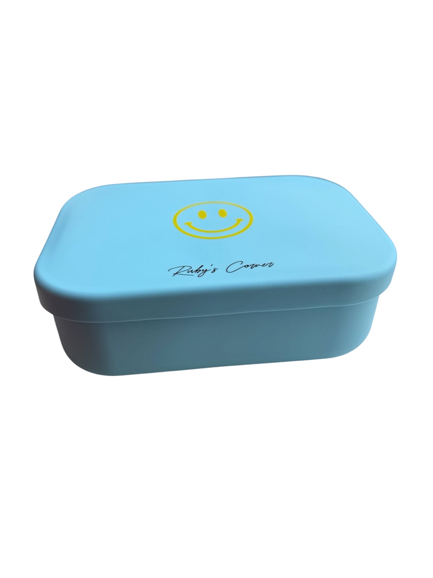 Siliconen broodtrommel – Smiley - Blauw - B2B - Incl Btw