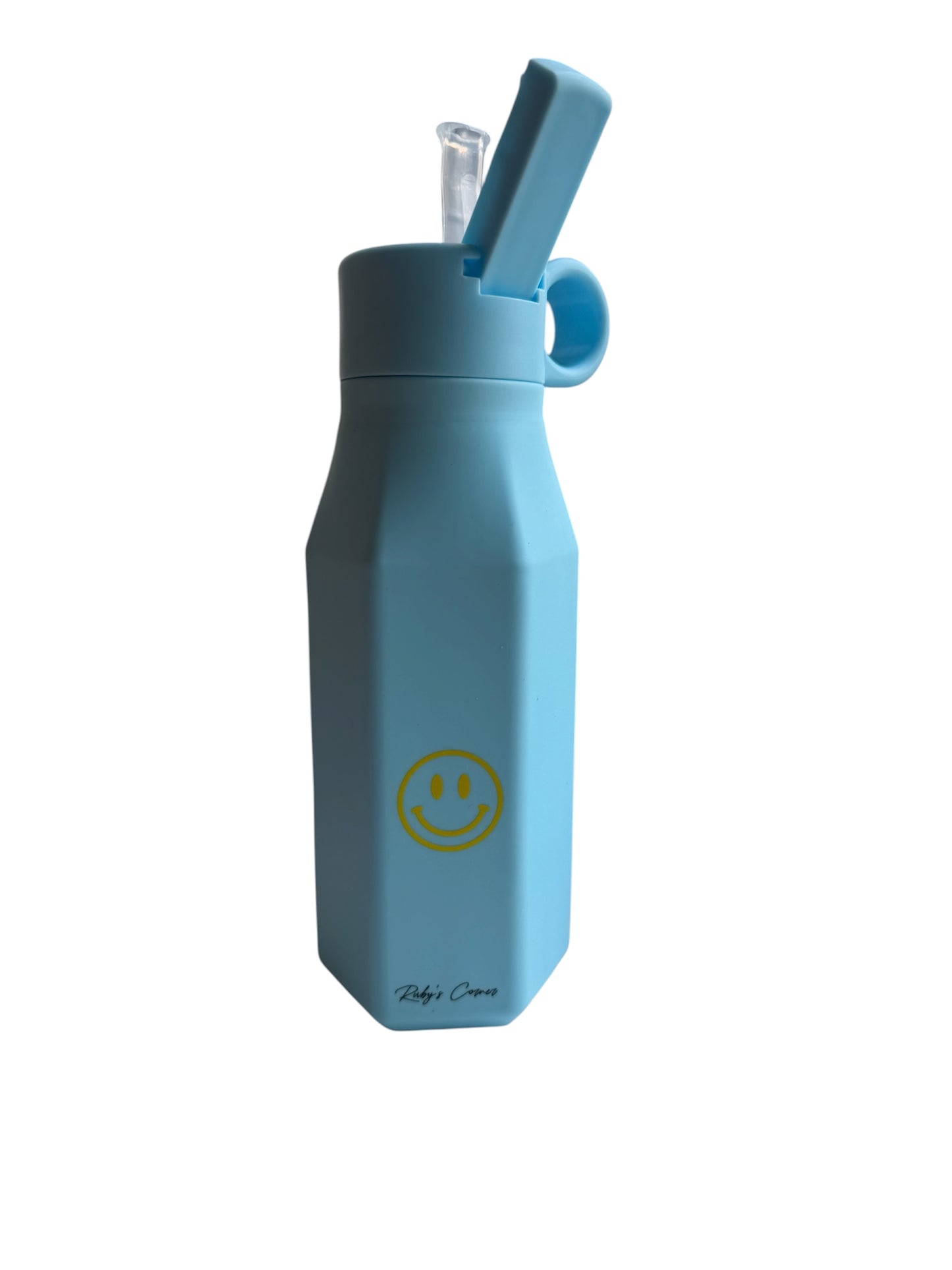 Siliconen drinkfles – Smiley - Blauw