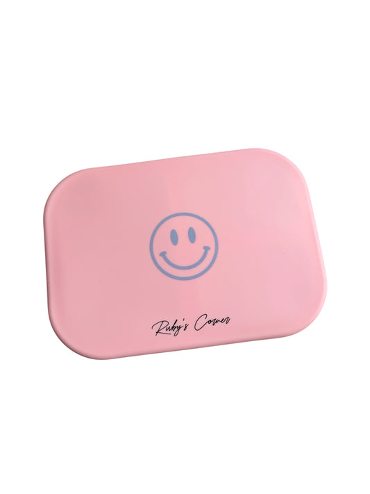 Siliconen broodtrommel – Smiley - Roze