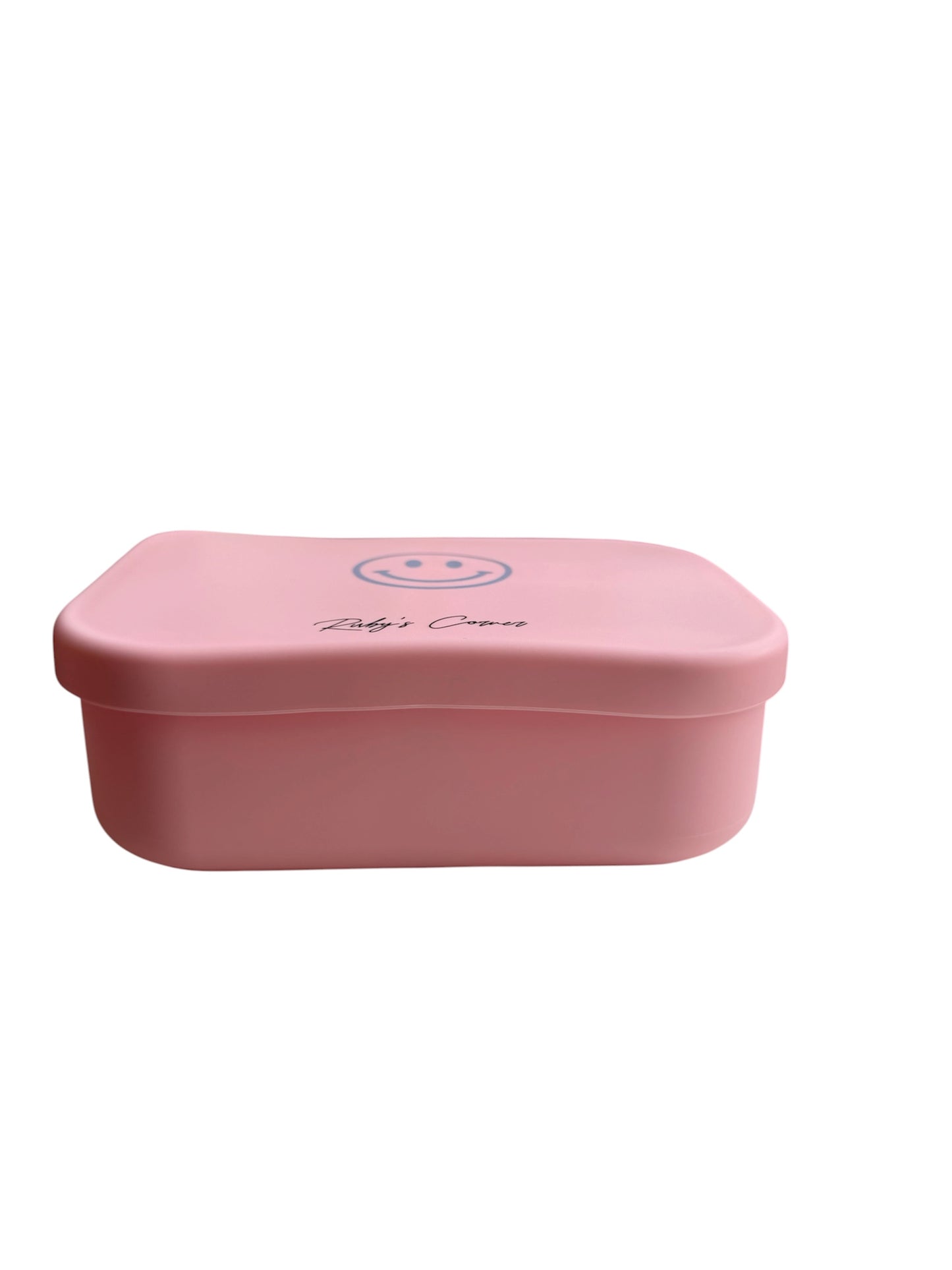 Siliconen broodtrommel – Smiley - Roze