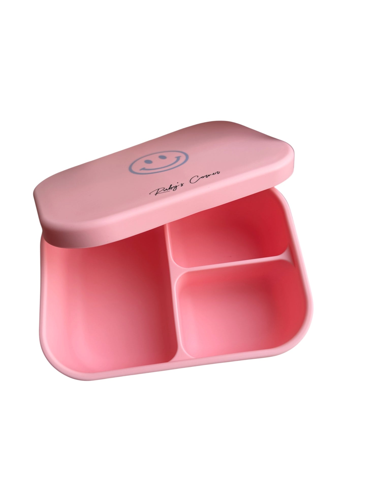 Siliconen broodtrommel – Smiley - Roze