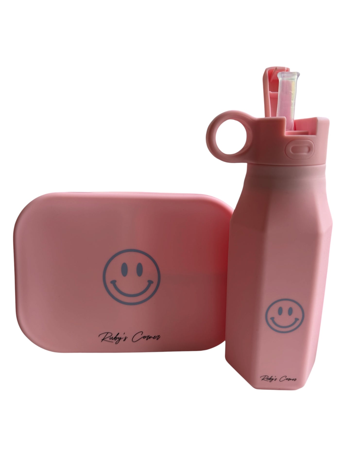 Siliconen drinkfles – Smiley - Roze