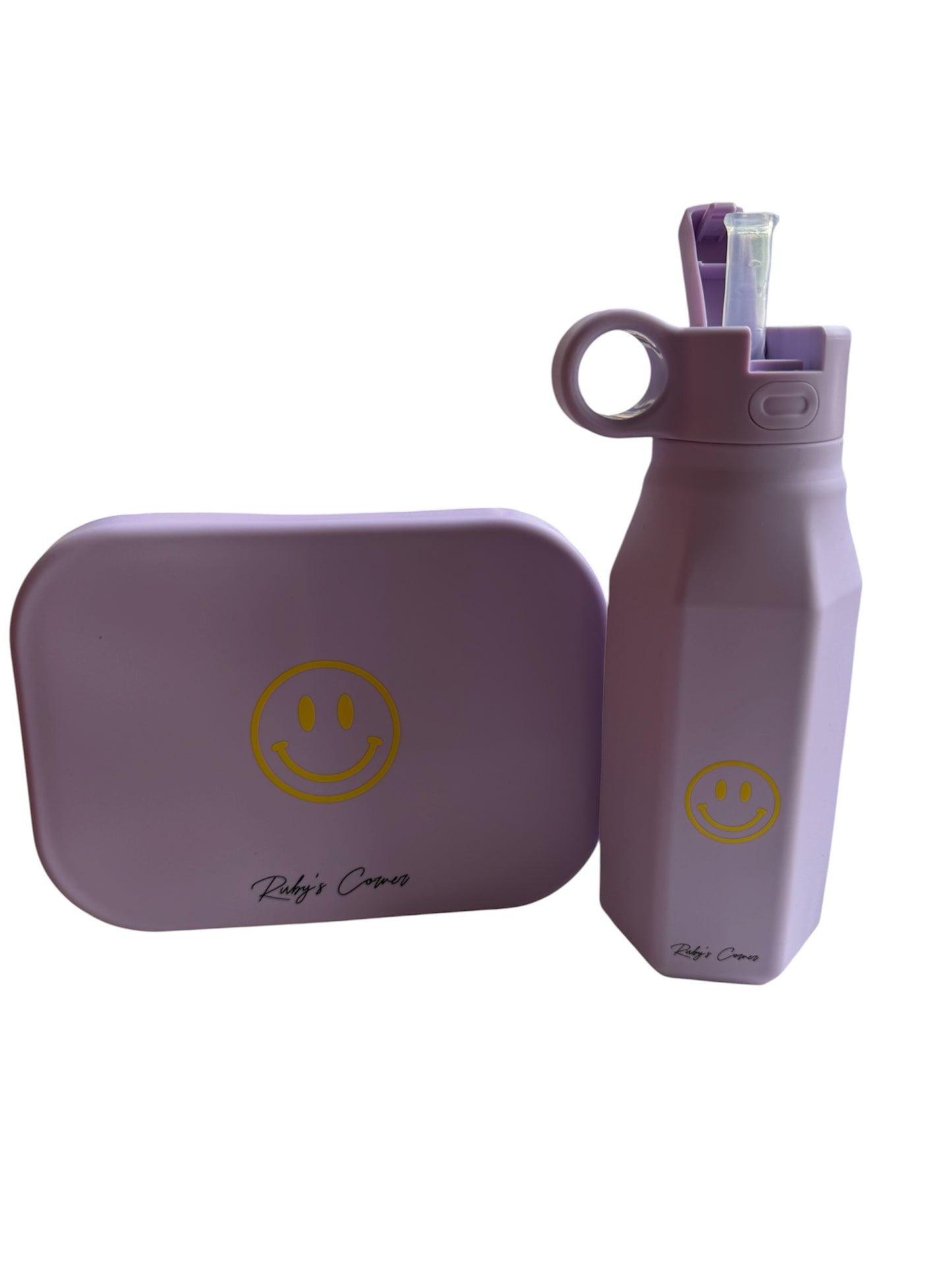 Siliconen drinkfles – Smiley - Lilla