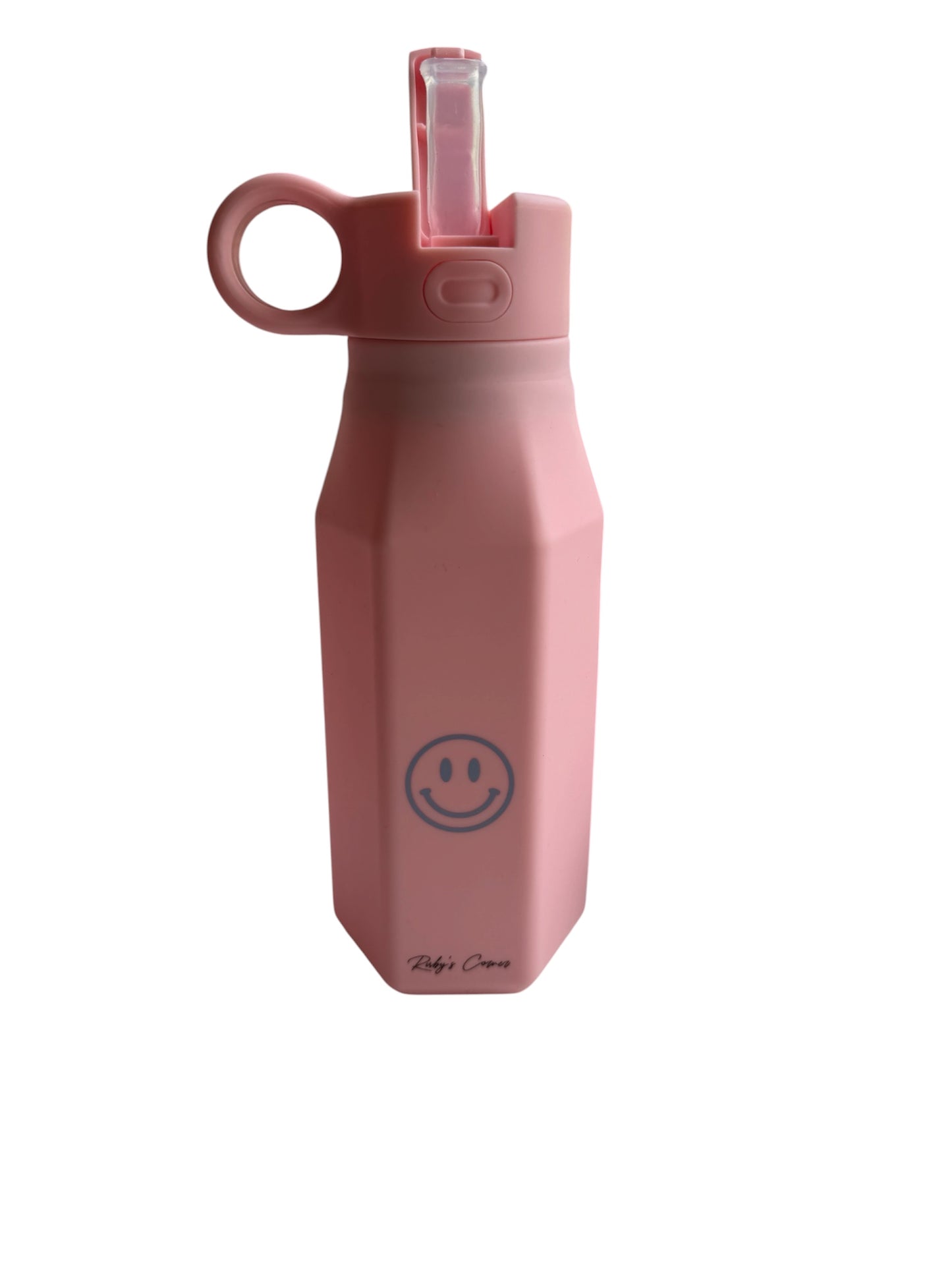 Siliconen drinkfles – Smiley - Roze