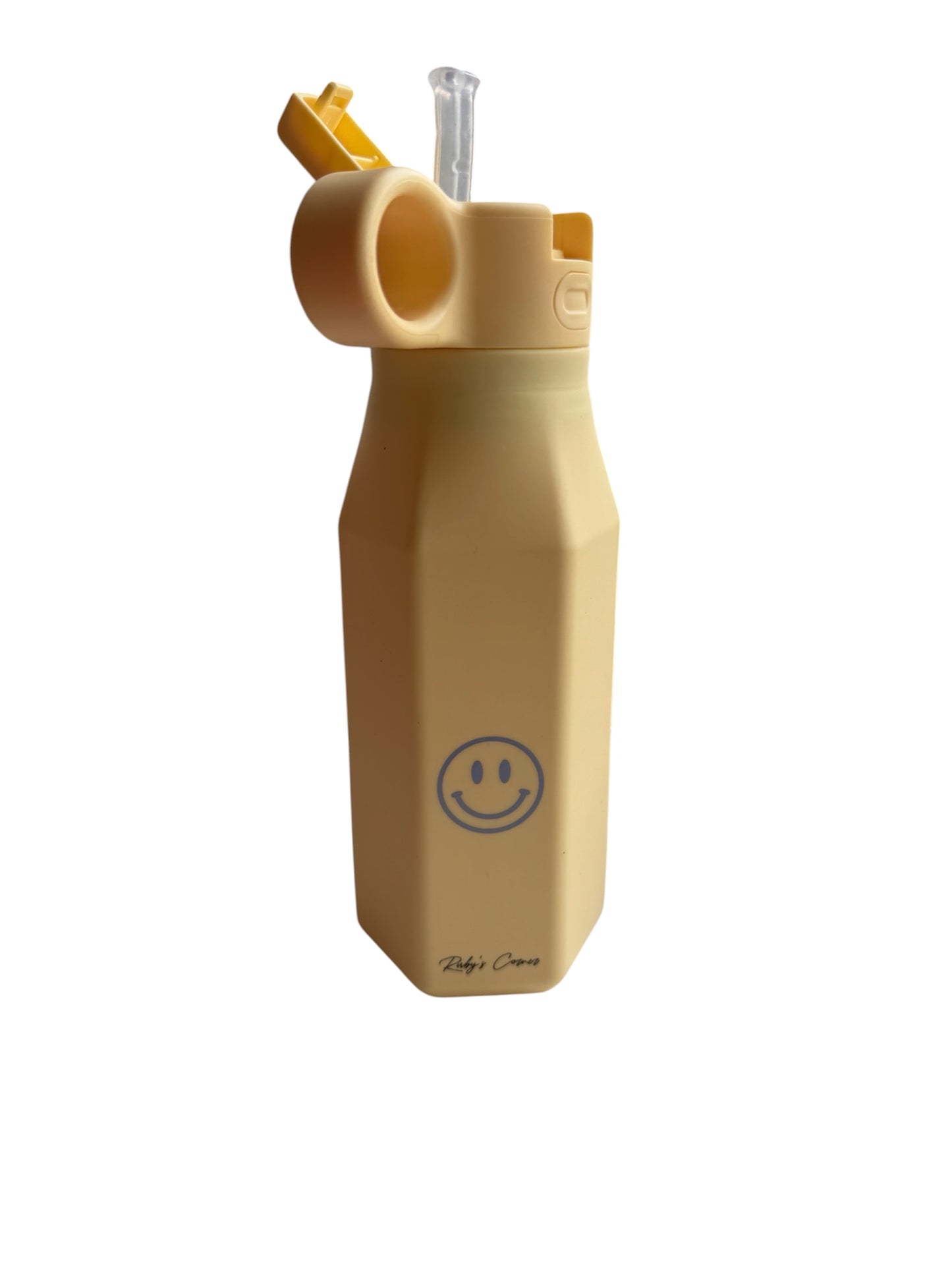 Siliconen drinkfles – Smiley - Geel