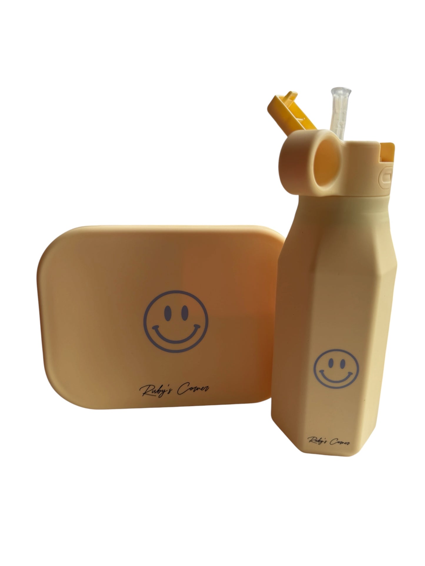 Siliconen drinkfles – Smiley - Geel